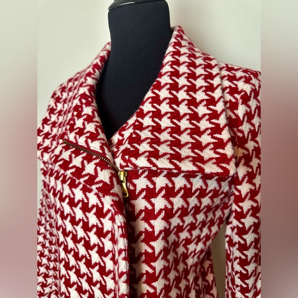 Talbots Petite Red/White Moto Herringbone Plaid Blazer Sz 6P - Picture 2 of 10